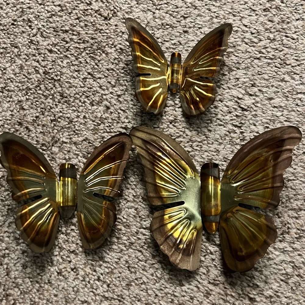 Vintage brass Butterfly Wall Decor Set
